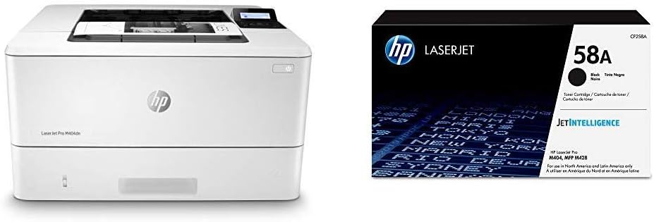 Amazon Com Hp Laserjet Pro M404dn Monochrome Laser Printer With Built In Ethernet Double Sided Printing Ethernet Only W1a53a With Standard Yield Black Toner Cartridge Electronics