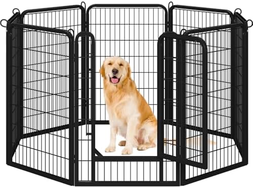 Yaheetech Dog Park with Integrated Lock 8 Panels 100 cm High Fenc...