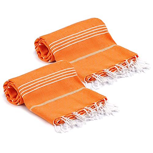 Turquoise Home - Großes türkisches Pestemal-Badetuch - Hamamtuch - XXL-Badetuch 175 x 100 cm - Saunatuch (Orange, 2) Cover