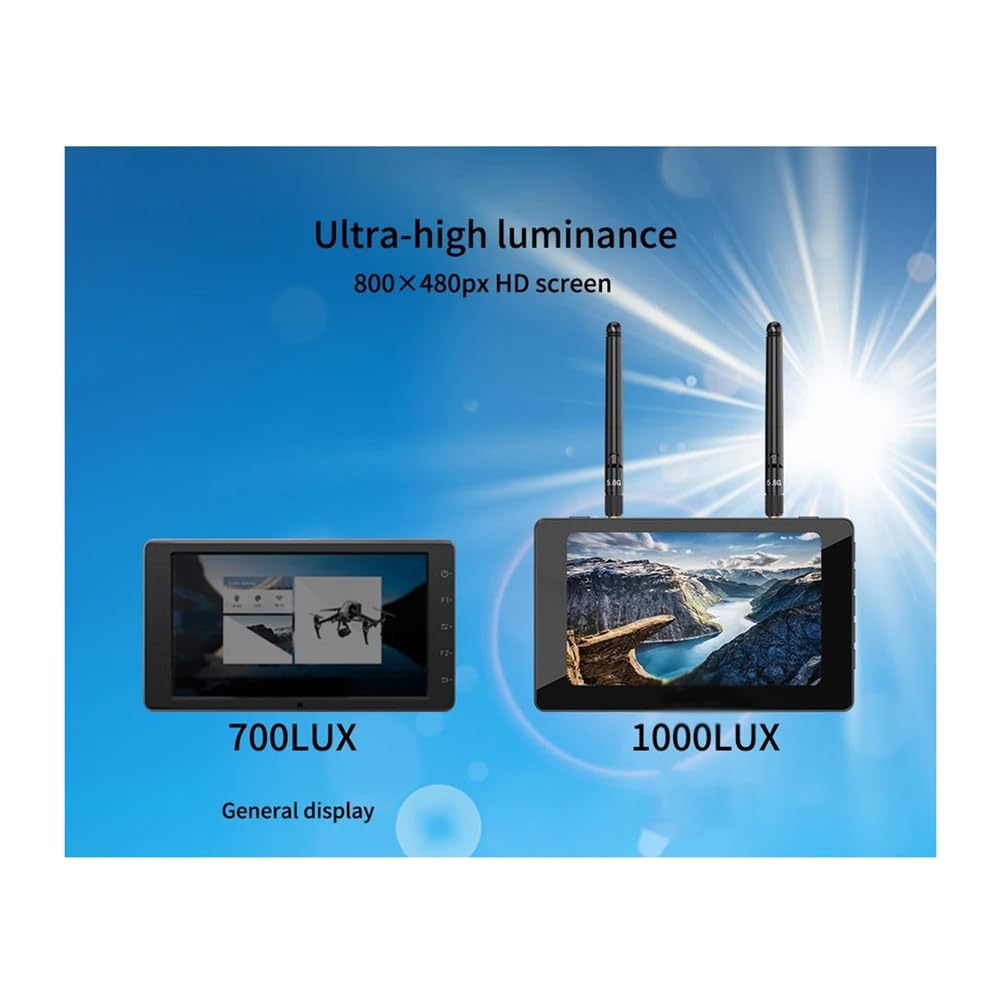 5-Drohnendisplay DVR IPS 800x480 5,8G 40CH Diversity-Empfänger 1000Lux FPV HD-Display für RC-Drohnen-Funksteuerung