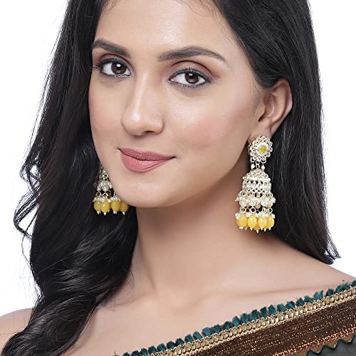Elegant Flower Shaped Kundan Jhumka Earrings