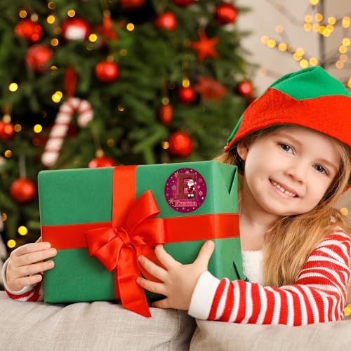 Image of Personalized Christmas Stickers - Custom Name Waterproof Christmas Gift Tags for Gift Box Xmas Holiday Decorations Party Favors - 30 Stickers (Santa Claus Initial)