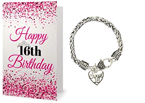 Image of Infinity Collection Sweet 16 Charm Bracelet & Card Gift Set- Sweet 16 Jewelry - Sweet Sixteen Gift- Birthday Gift For Girls