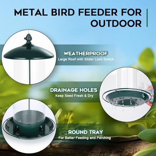Gbekery-Metal-Bird-Feeders-for-Outdoors-Hanging-Weather-Resistant-Wild-Bird-Feeder-with-360-Degree-Feeding-Tray-Green
