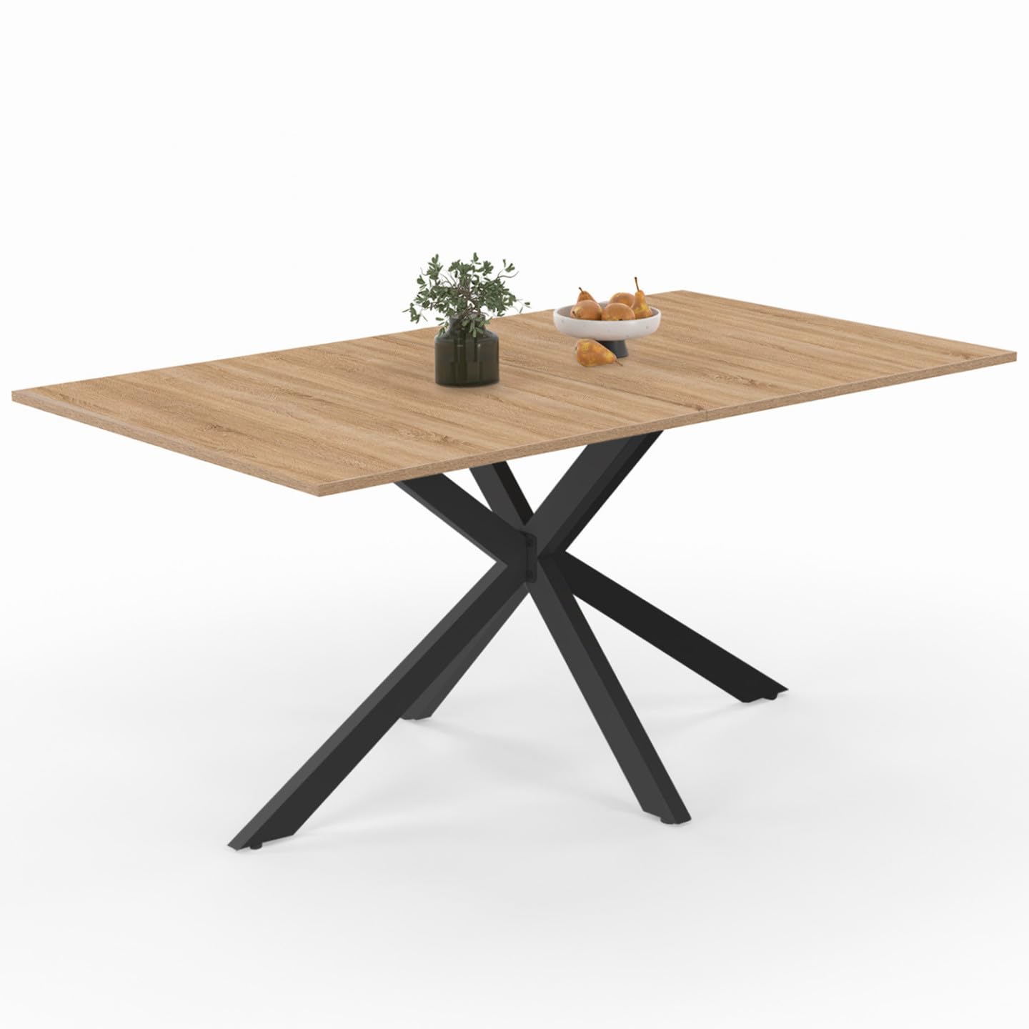 IDMarket - Table à Manger Rectangle Alix 8 Personnes Pied araignée Bois et Noir 160 cm