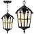 VIANIS Black Outdoor Pendant Light Lantern with Gold Trim, Outdoor Hanging Lights with Ripple Glass, Aluminum Outside Chandelier for Porch Waterproof and Anti-rust, Ceiling Fixtures for House Entryway