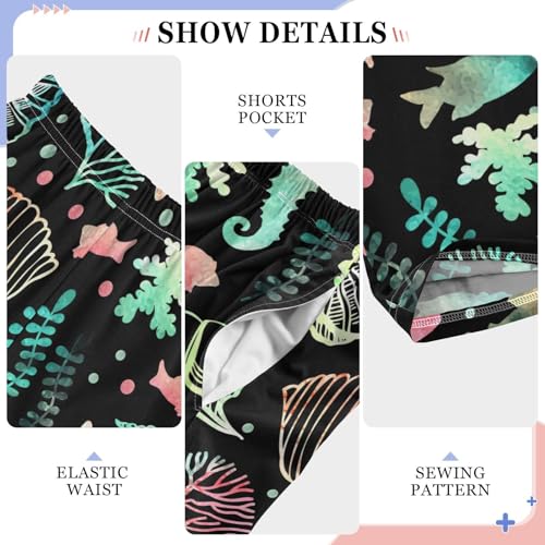 ZZXXB Galaxy Seashell Coral Boys Long Pants Soft Trousers Elastic Waist Kids Lounge Bottoms with Pockets S-XL4