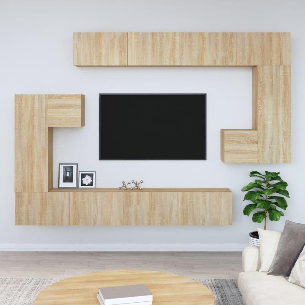 Wisząca szafka telewizyjna dąb sonoma, ścienne meble TV z tworzywa drewnopochodnego, klasyczny design, dużo miejsca do przechowywania drobiazgów, łatwa w czyszczeniu, idealna do
