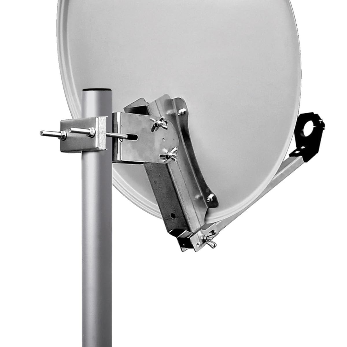 Parabole Satellite Acier Blanche 65cm avec Support LNB en Acier Galvanisé idéal Astra EUTELSAT