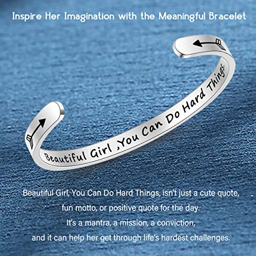 SAM & LORI Set of 2 Bracelets for Women Teens Engraved Believe in You Like I Do and Beautiful Girl You Can Do Hard Things3
