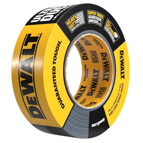 Image of DEWALT Ultra Tough Duct Tape, 1.88 in x 30 yd, Heavy Duty, Ultra Strong, Aggressive Adhesive, All-Weather, Single Roll, Black (Pack of 12)