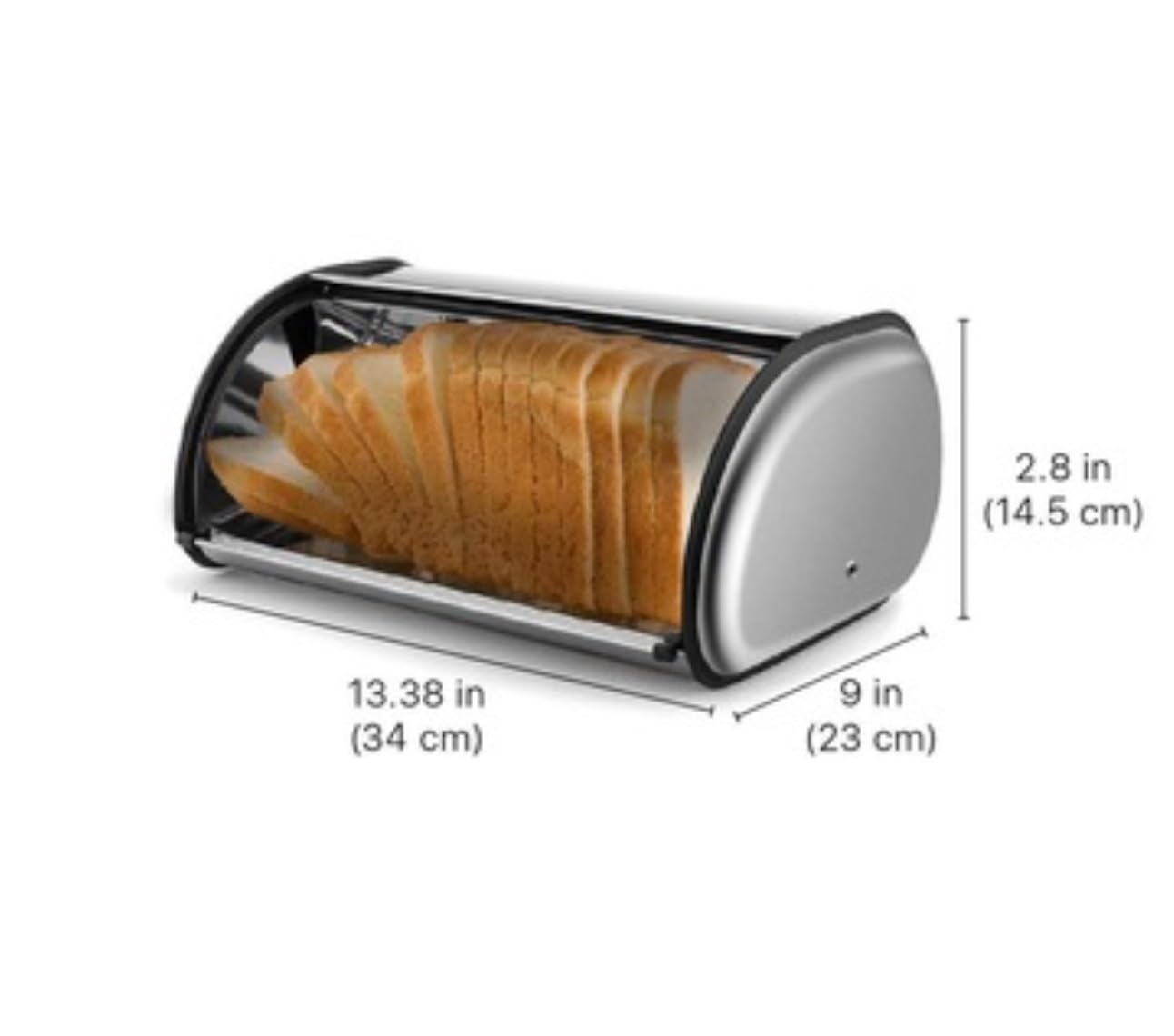 Chlebak Pojemnik Na Chleb Meatl Matowy Uchwyt Ze Stali Nierdzewnej Z Zawijaną Pokrywką Do Dekoracji Przechowywanie(34 * 23 * 14.5cm)