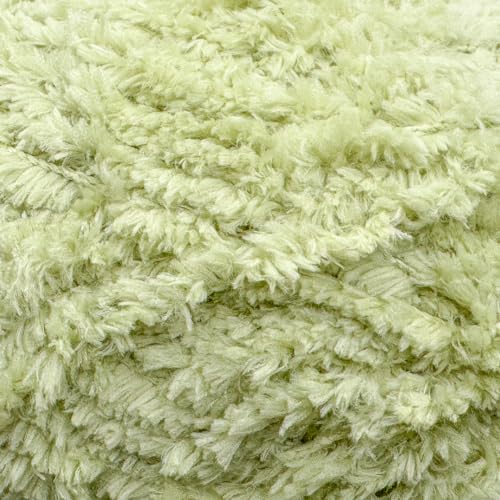 Image of Plush Faux Fur Bulky Yarn, Super Soft Fluffy Fuzzy for Knitting Crocheting Crafting, 100 Gram (3.53 Ounces) 109 Yards (100 Meters) (Light Pistachio) (3 Skeins)
