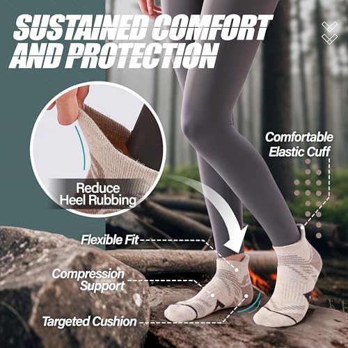 ANTSANG 6 Pairs Merino Wool Ankle Hiking Running Socks Compression Thick Cushion Breathable No Show Socks for Men Women3
