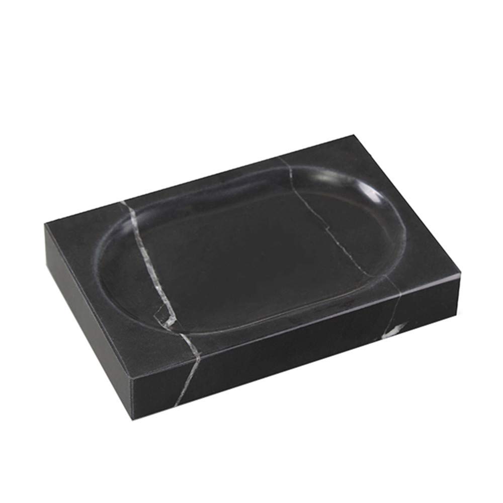 StonePlusNatural Marble Rectangle Soap Dish Sponge Holder for Hotel Kitchen Bathroom (Nero Marquina)