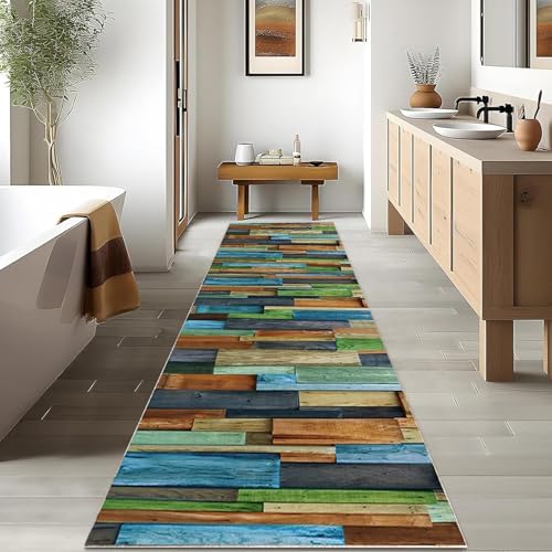 Tapis de couloir long 120x400 cm rectangulaire antidérapant multicolore - 3