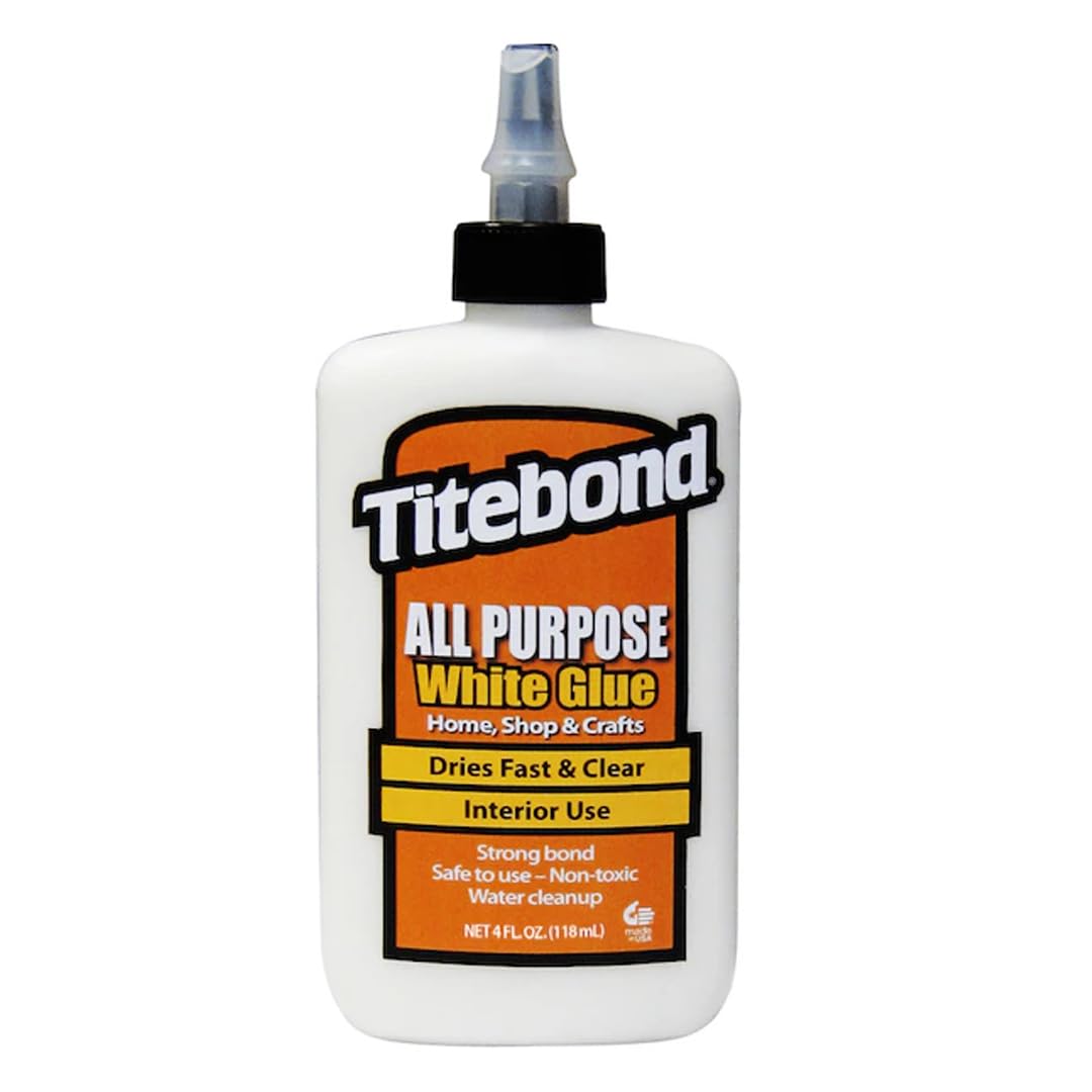 Titebond All Purpose White Glue, Home, Shop, School and Crafts, Versatile, Dries Fast and Clear, Easy-to-Use, Water Cleanup, 4 oz, 5032