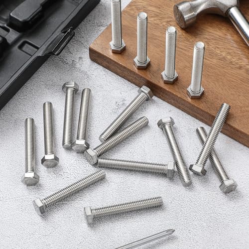 Image of Zonon 50 Pcs 3 /8-16 x 2-1 /2 inch Hex Head Screw Bolt 18-8 (304) Stainless Steel Hexagon Bolts, Fully Threaded, Plain Finish, External Hex Drive (Silver)