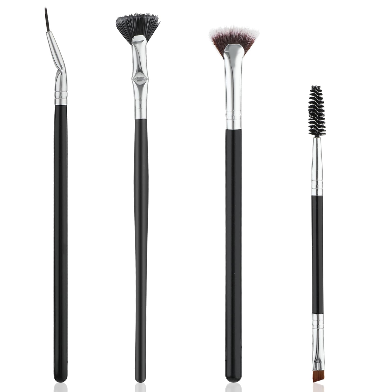 4 PCS Mascara Fan Brush Eyelash Brush Eyelash Separator Tool, Folding Angle Scalloped Lash Brush Set for Lashes, Eyelash Comb, Eye Makeup Brush Tool