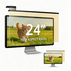 EliWhale Filtre Anti Lumière Bleue Suspendu pour Moniteur 24 Pouces