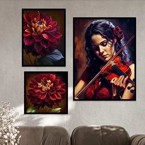 Image of kotart Modern Wall Art Framed Painting for Wall Decoration - Wall Paintings for Living Room, Bedroom Combo48 (Black, Framed) Set of 3 (Art 1)