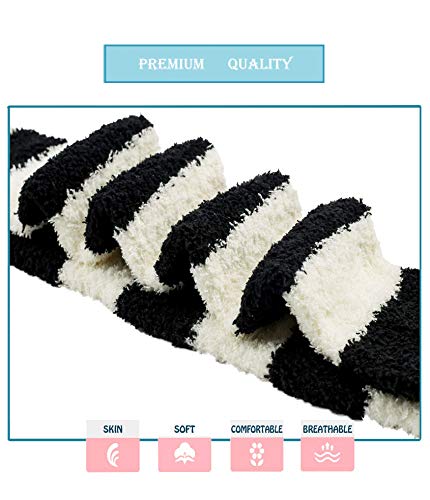 Wander G Womens Over Knee High Fuzzy Socks Cute Cartoon Thigh High Stockings Warm Stripe Leg Warmers3
