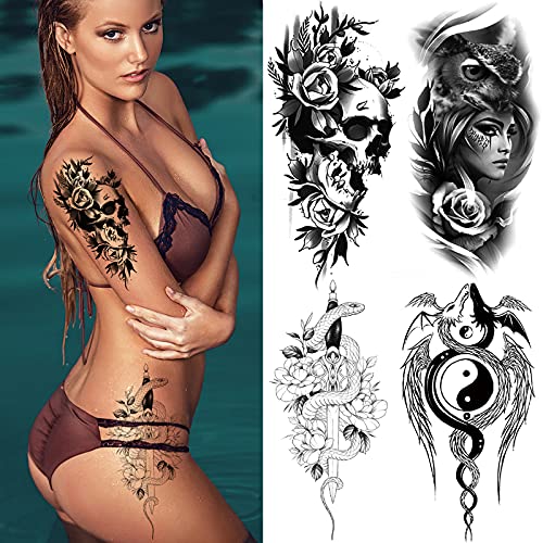 Vebiliki 22 Sheets Black 3D Waterproof Temporary Tattoos Stickers Lasting Fake Tattoos Snake Tiger Wolf Lion Dragon Scorpion Spider Cat Dolphin Butterfly For Kids Adults Men And Women #TOP3