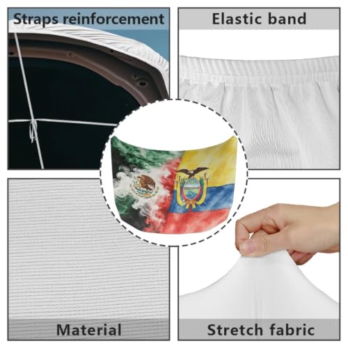 Image of Car Hood Cover Mexican Flag and Ecuador Flag Car Hood Protector Waterproof Universal Automotive Exterior Accessories Patriotic Decorations for Compact Vehicles Sedans Trucks SUVs Pickup