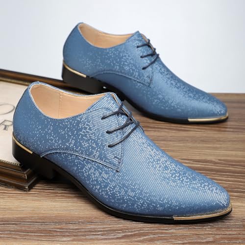 Santimon Men's Lace-Up Dress Oxford Shoes Patterned Leather & Gold Accent Stylish Formal Shoes3