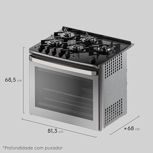 Fogão de Embutir 5 bocas Electrolux Cinza Experience com Mesa de Vidro, PerfectCook360 e VaporBake (