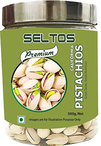 SELTOS 100% Natural Premium Californian Roasted & Salted Pistachios/पिस्ता नमकीन pista namakeen 500g in Reusable Strong Jar. (B08QZNMMW3) Amazon Price History, Amazon Price Tracker