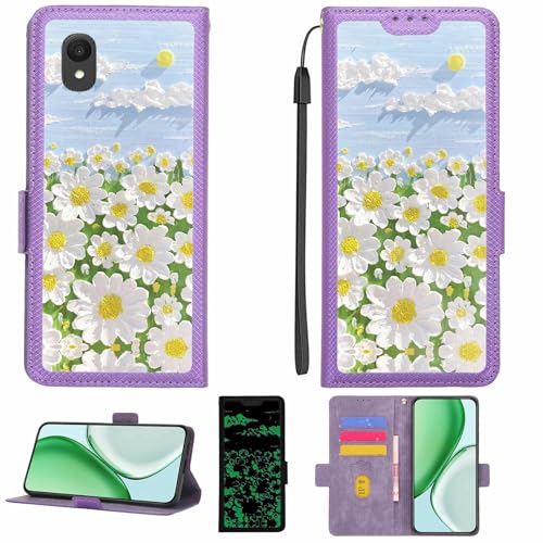 Kinetijy Case Compatible for Qilive Smartphone Q1-22 5 Pouces Phone Case Flip Cover [with Tempered Glass Screen Protector][RFID Blocking][Luminous Effect] LPT-CJ