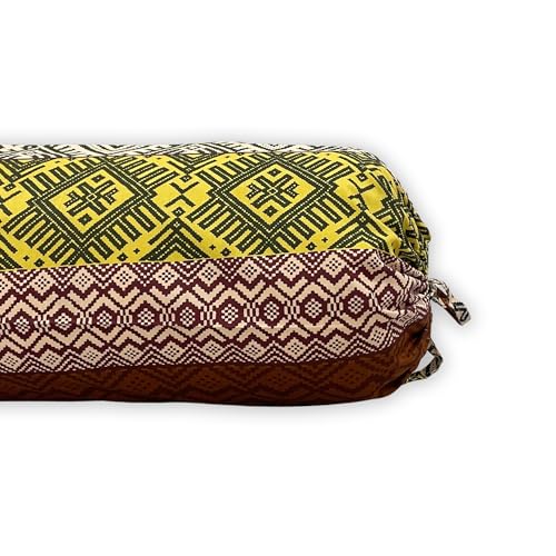 Image of Swayam Set of 2 Pure Cotton Bolster Cover | 30x30 Inch | Soft Breathable Masnad Cover 200TC | Durable & Washable | Motif Print Bolster Cover for Diwan, Bed & Sofa - Brown & Yellow
