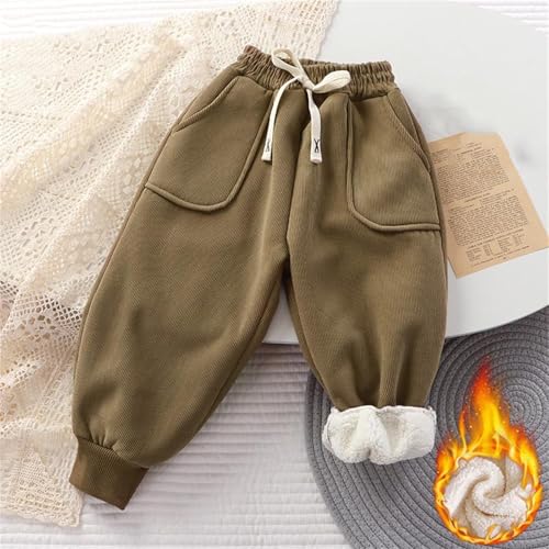 Boys Sweatpants Casual Elastic Waist Corduroy Trouser with Pocket Stretch Thicken Trendy Lounge Fall Pants 1-13 Years4