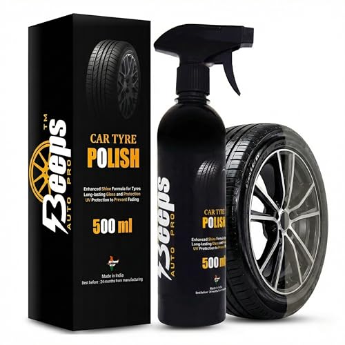 Image of Polish, 500ml, Long-Lasting Tyre Gloss for Car Bike Scooter, High Gloss Prevents Fading & Cracks, Gives Lustrous Dark, Non-Greasy Super Black Shine (Tyre Polish)