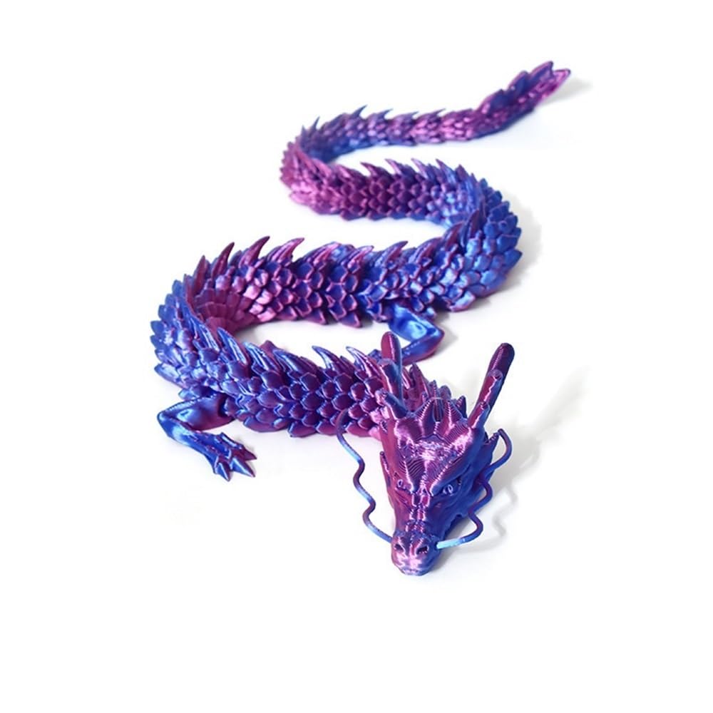 Diyouke Articulated 3D Printed Dragon Figurine, Flexible Joints Dragon Statue for Desktop Display & Home Decor(30cm Purple)