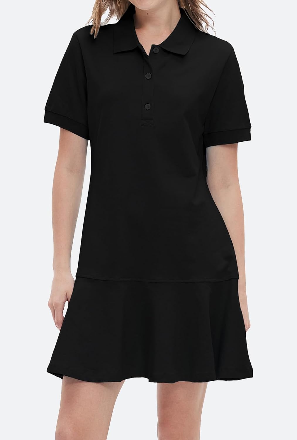 Ladyful Women's Polo Dress Short Sleeve Ruffle Hem Flowy Summer Golf Tennis Athletic Mini Dress - Image 3