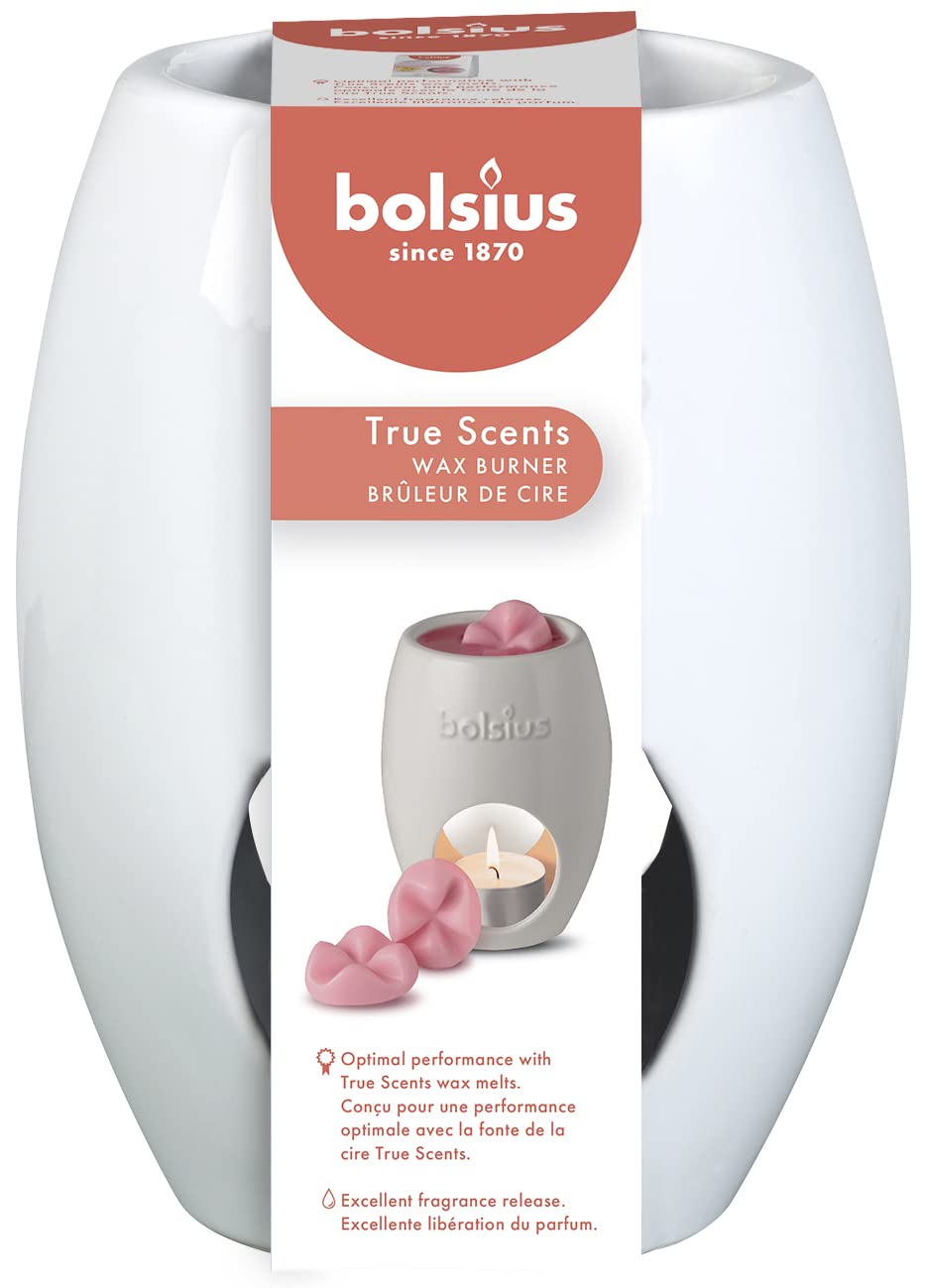 Bolsius - Lámpara Aromática Elipse - Blanco - 2 Unidades - Quemador de aroma - Ø 94 mm - Cerámica - Lámpara para Ambientadores y Refrescante de Habitación