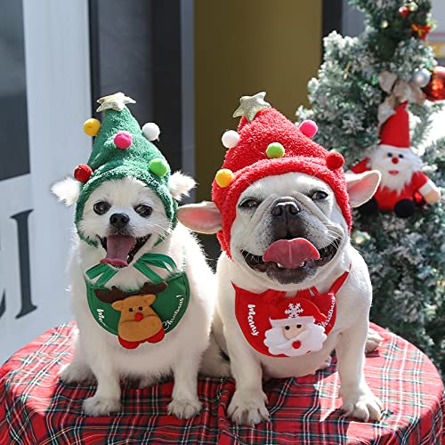 Disfraz de Navidad para perro con gorro y toalla saliva miniatura 3