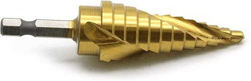 Miniatura 4 de TEMO Taladro de paso de flauta en espiral de cobalto M35 Unibit con revestimiento de titanio, 12 tamaños de 316 pulgadas (0.189 in) a 78 pulgadas