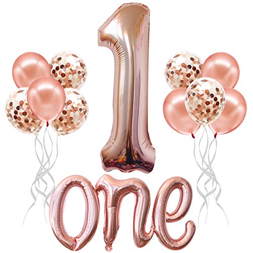 Large Rose Gold One Balloon for First Birthday - Number 1 Balloon, 40 Inch | 1st Birthday Girl Decoration | Rose Gold 1 Balloon for First Birthday | 1st Birthday Balloons, 1st Birthday Decorations