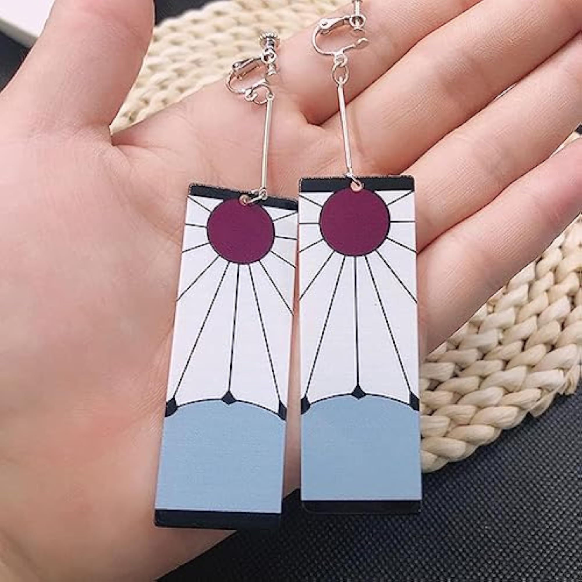 Anime Kamado Tanjiro Hanafuda Drop Dangle Earrings for Women