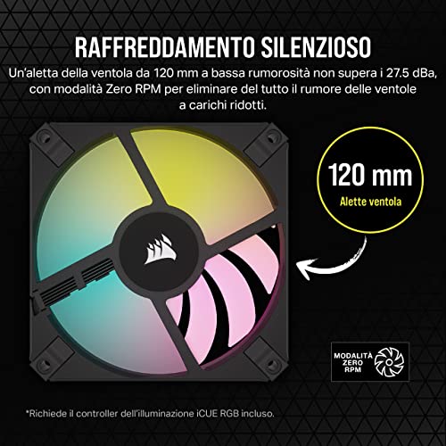 AF120 RGB SLIM, Kit Ventola 120 mm PWM con Cuscinetti Fluidodinamici - Profilo Sottile per Custodie Piccole - 8 LED RGB Indirizzabili - Doppio Pacchetto con Lighting Node CORE - Nero - Sistema di raffreddamento - Immagine 5