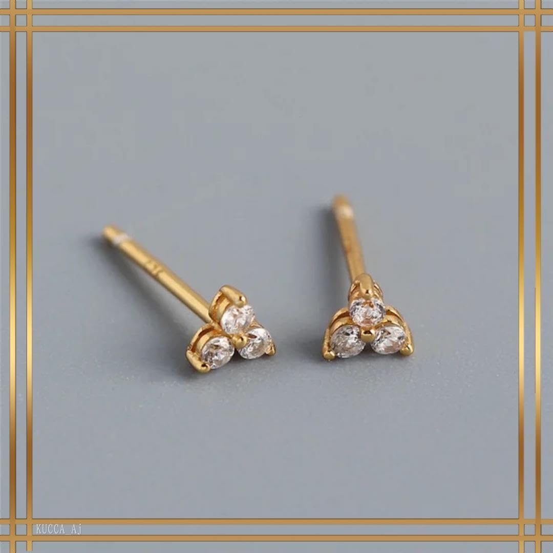 Amazon.co.jp: 046Aj可憐で優美ピアス 三つ葉 小ぶり CZダイヤ S925