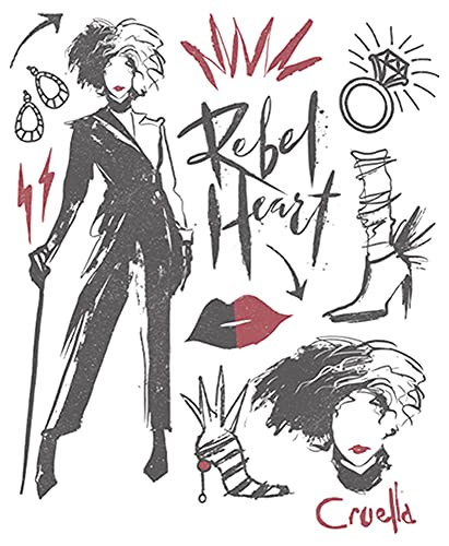Fifth Sun Disney Cruella Fashion Sketches Girls Short Sleeve Tee Shirt2