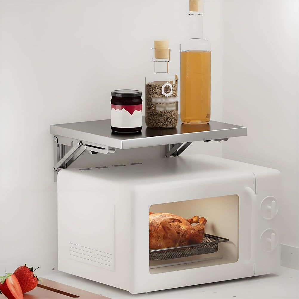 Supporto pieghevole in acciaio inox per montaggio a parete, salvaspazio da cucina, versatile per carrelli alimentari, lavanderia e ripostigli, elegante e design