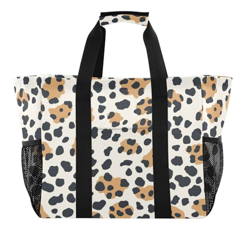 Nander Beautiful Leopard Print Reusable Grocery Bags,Large Grocery Tote Bag Water Resistant Shopping Bags Foldable Grocery Bag for Clothes,Shoes and Picnic
