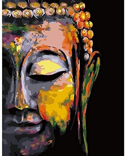 DIY Paint by Numbers for Adults Beginner (Frameless Canvas, Half Face Buddha)