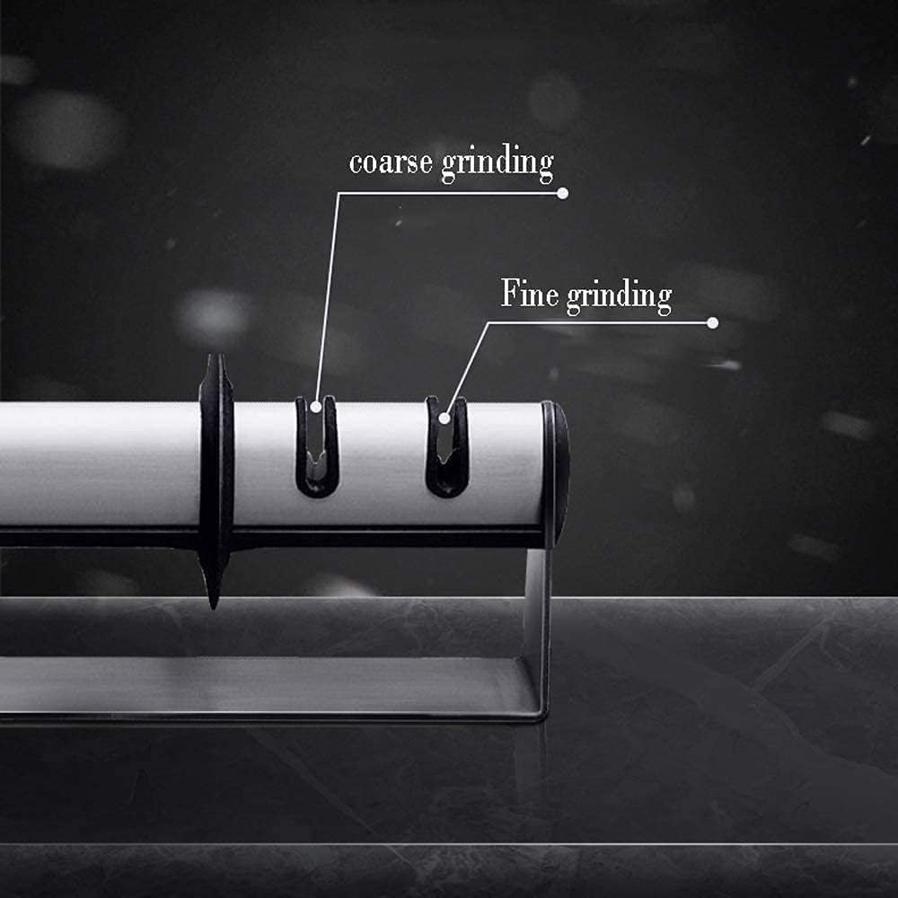 Manual Knife Sharpeners, Manual Knife Sharpener - Professional 2-Stage Knife Sharpening System，Perfect for Straight Kitchen Knives,Silver