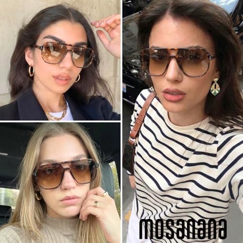 Image of mosanana Oversized Aviator Sunglasses for Women with Polarized Lens MS52243 | Geometric Big Frame, Designed for Daily Outfits, Travel and Fashion Looks